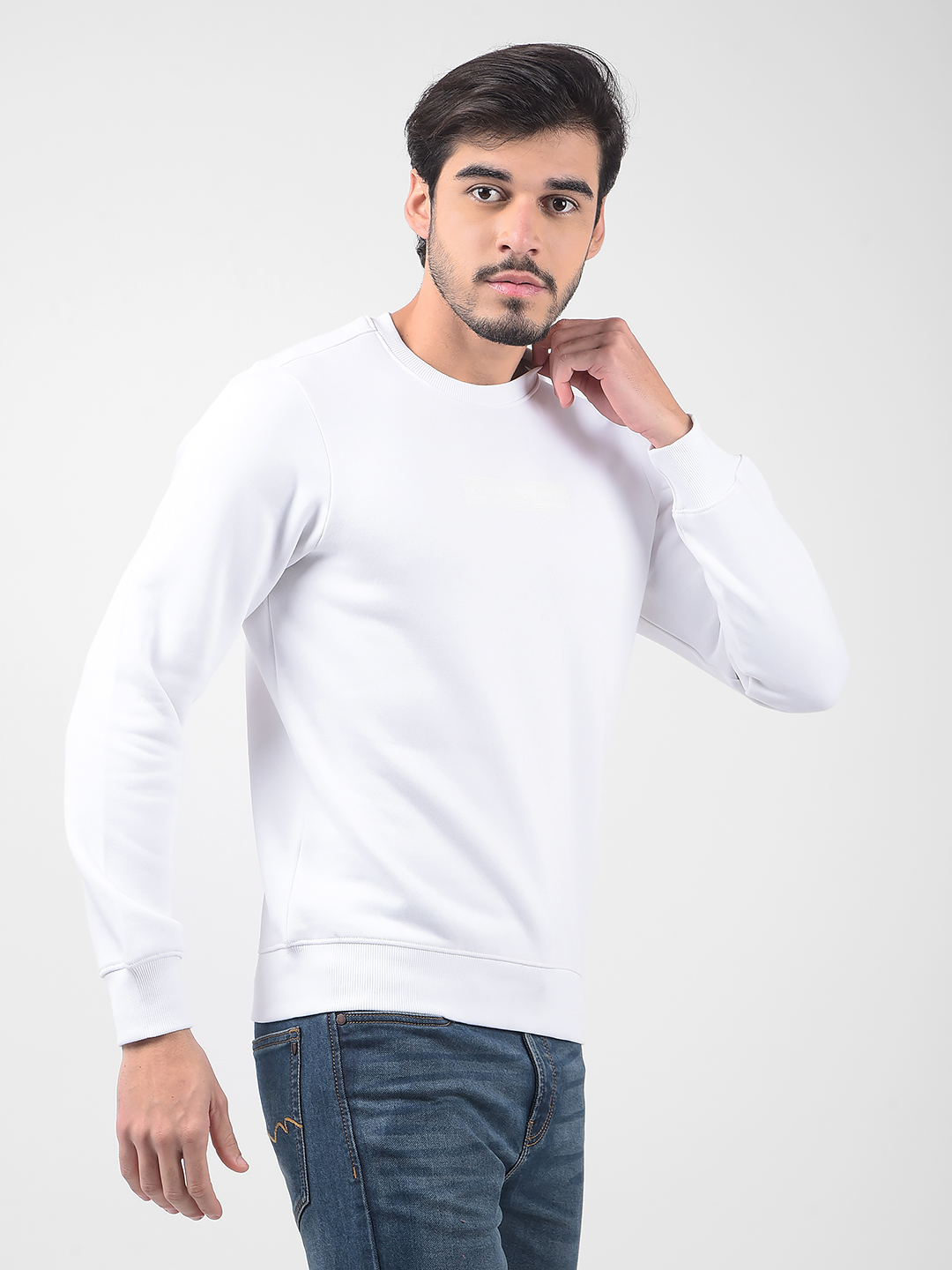 Numero Uno Men Solid White Sweat Shirt